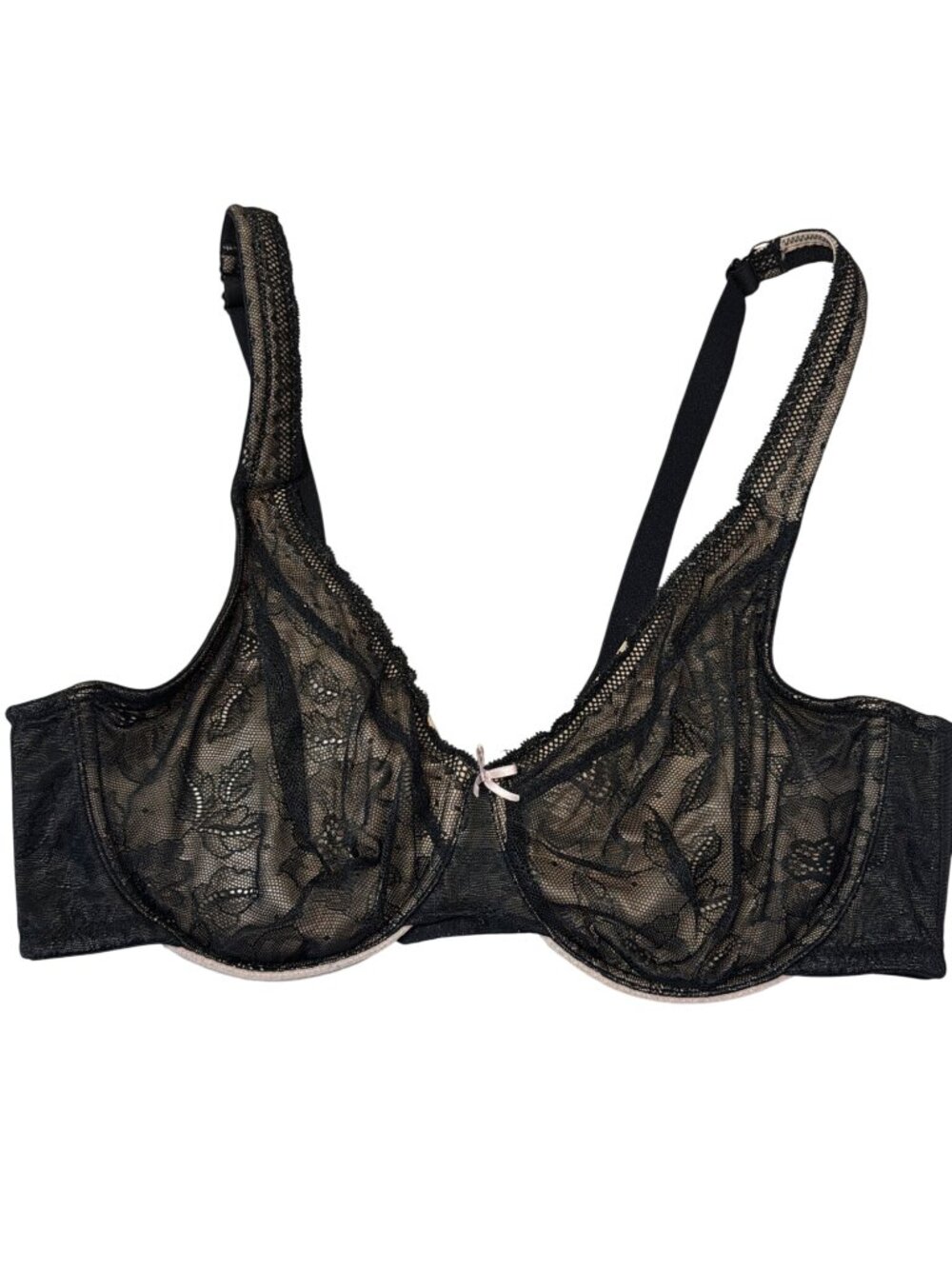 Cacique Modern Lace Underwire Bra 40C Black Mesh Full Coverage